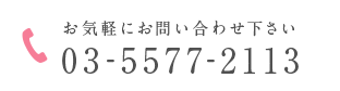 お気軽にお問い合わせ下さい 03-5577-2113